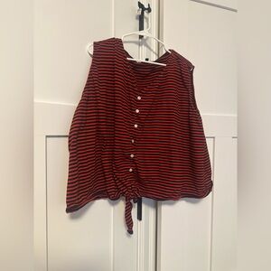 Talbots Red and Black Striped Tank Top